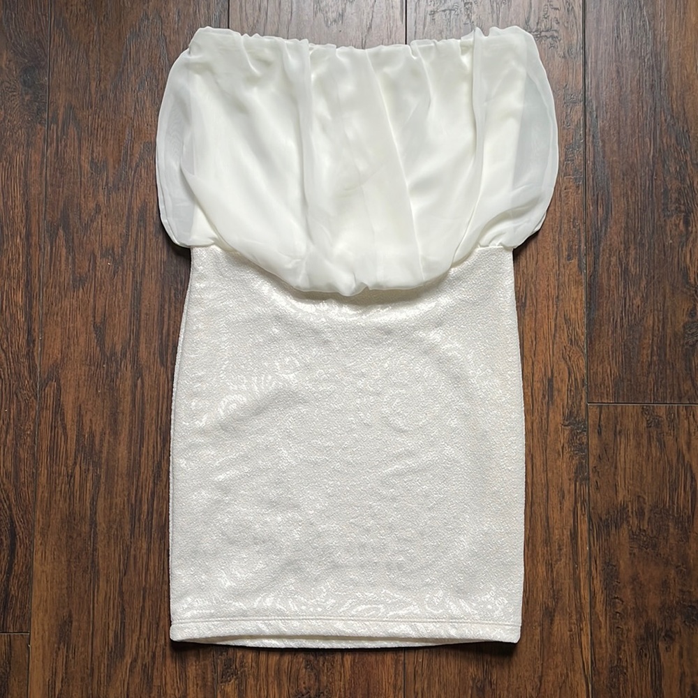 Mandee’s Strapless White Mini Dress